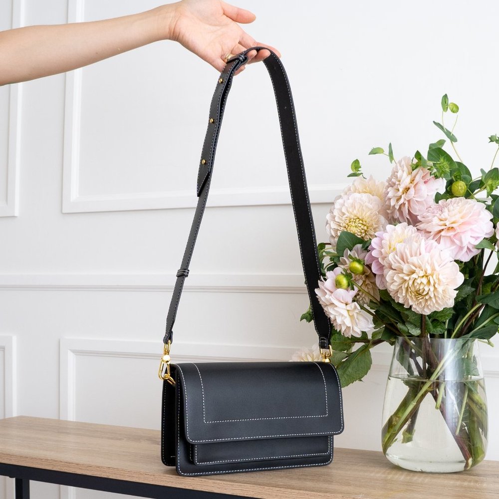 *NEW* Ingrid Crossbody / Shoulder Bag - Genuine Leather - Black - Picture 4 of 10